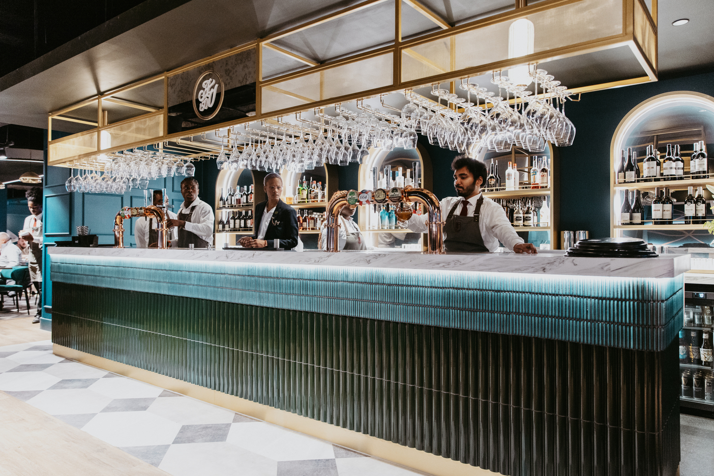 The interior of the 150 club showing the showstopping bar