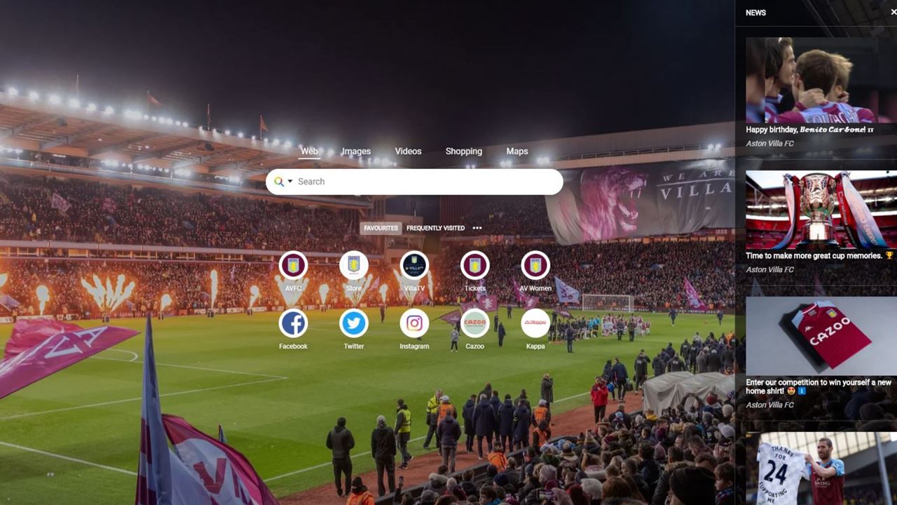 Aston Villa launch new Google homepage for fans ЁЯЦея╕П 