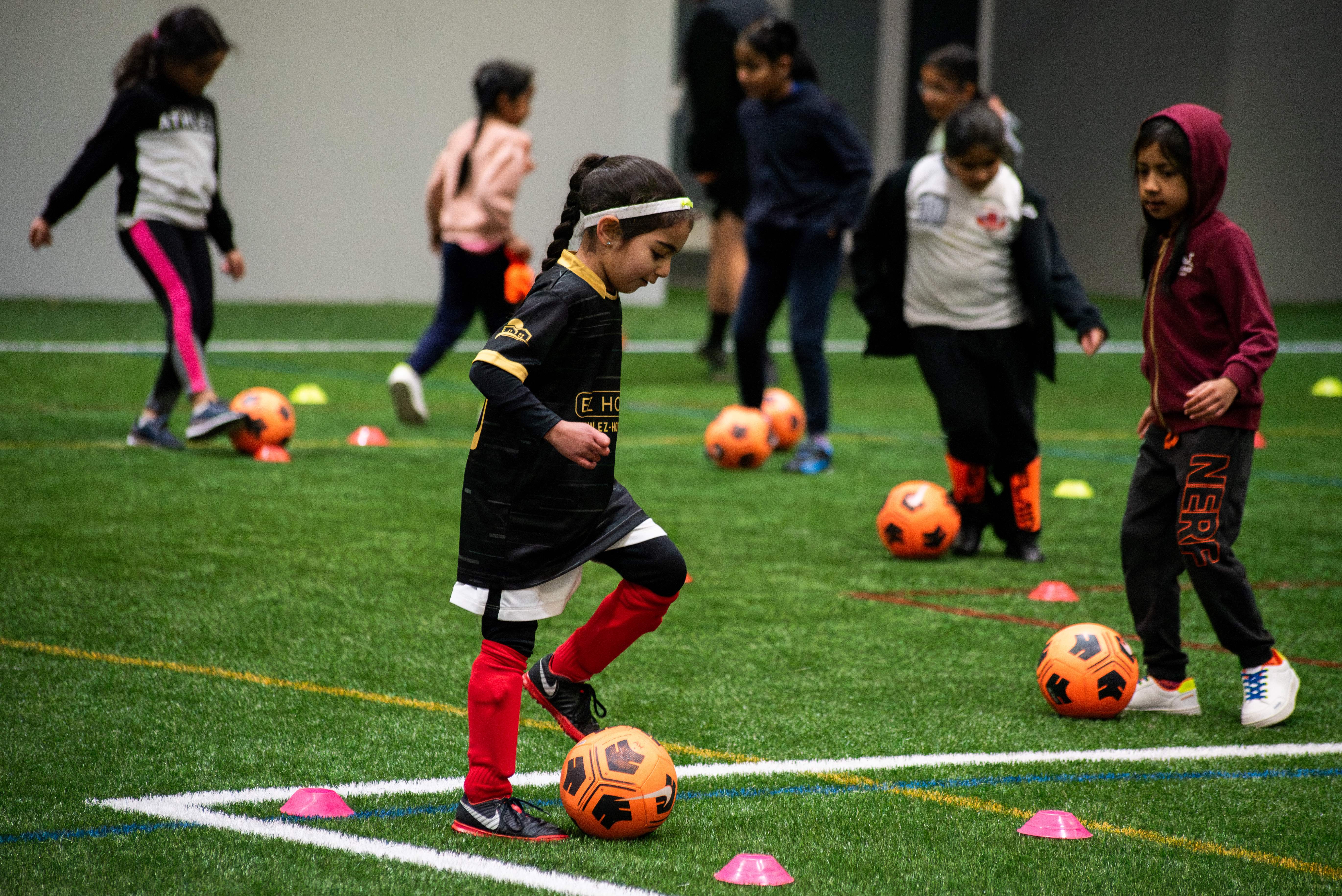 girls playing football