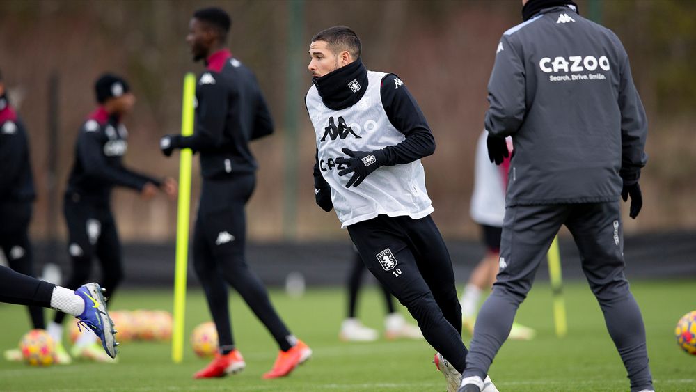 Aston Villa train ahead of this weekend's game against Liverpool.