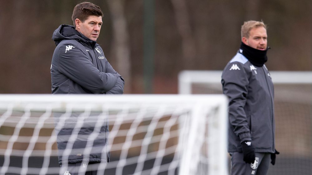 Aston Villa train ahead of this weekend's game against Liverpool.