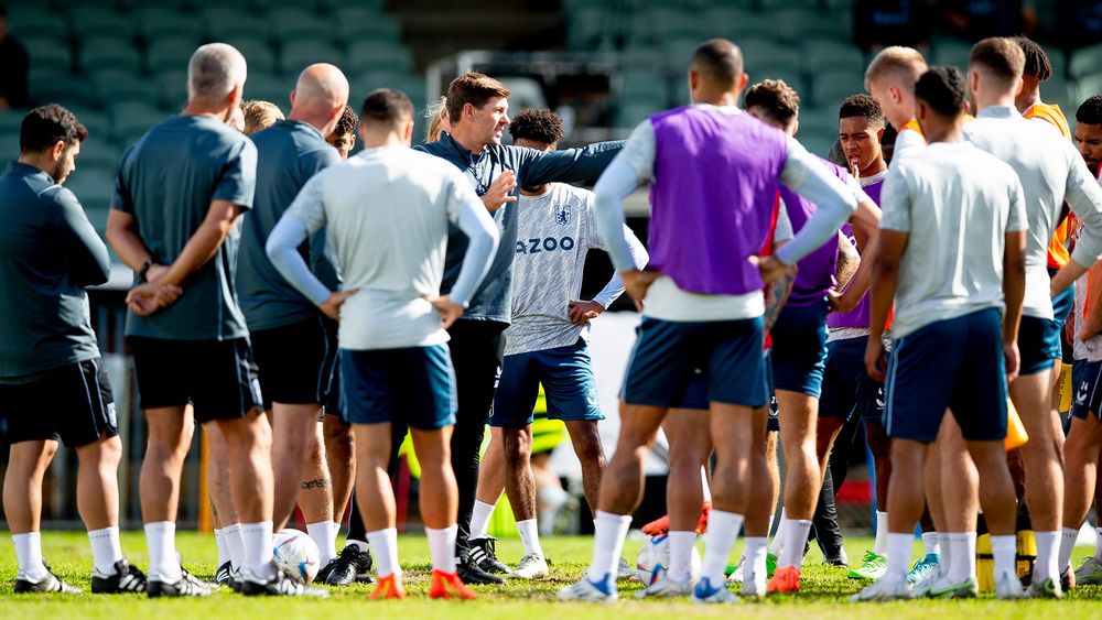 The final training session before Aston Villa face Manchester United in Perth.