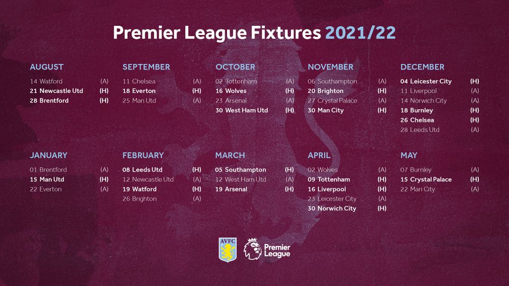 Premier League 2021/22 fixtures