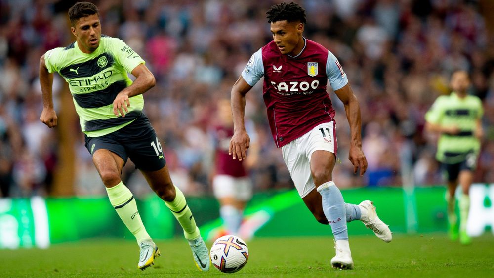 Aston Villa versus Manchester City in the Premier League. 