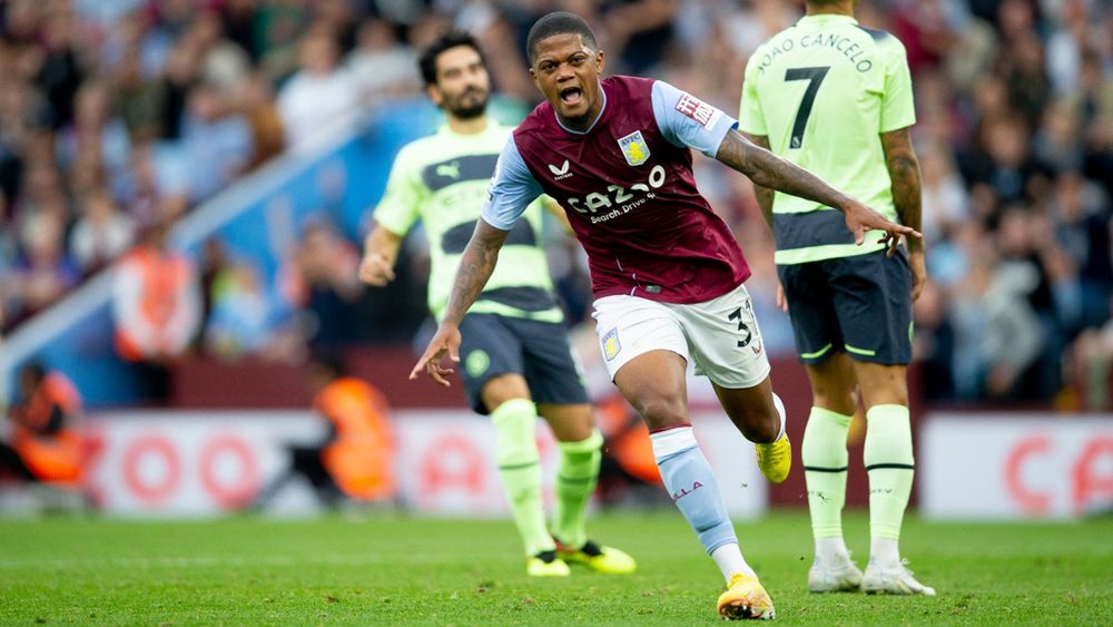 Aston Villa versus Manchester City in the Premier League. 