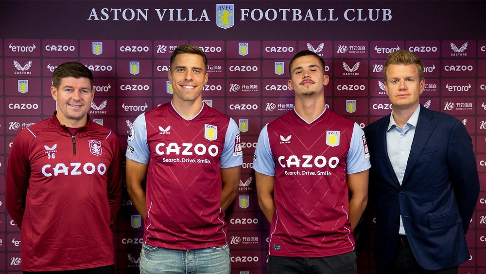 Steven Gerrard, Jan Bednarek, Leander Dendoncker and Johan Lange. 