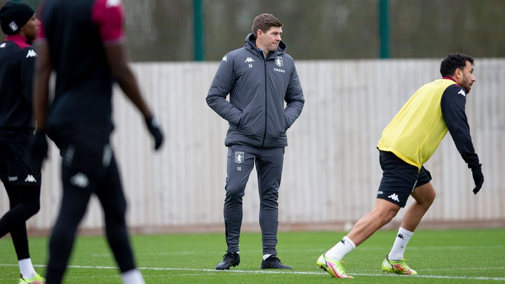 Aston Villa train ahead of hosting Burnley in the Premier League.