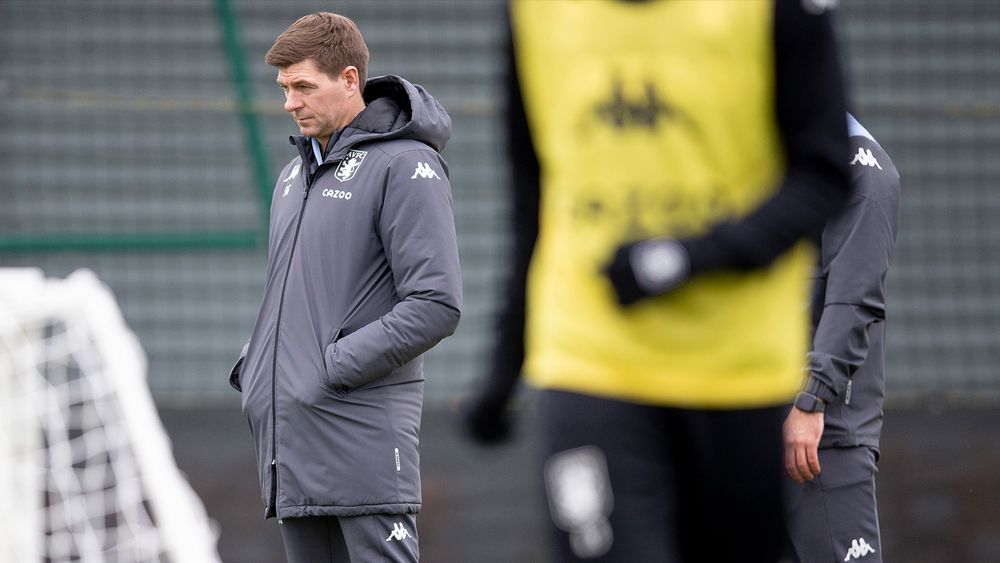 Aston Villa train ahead of hosting Burnley in the Premier League.